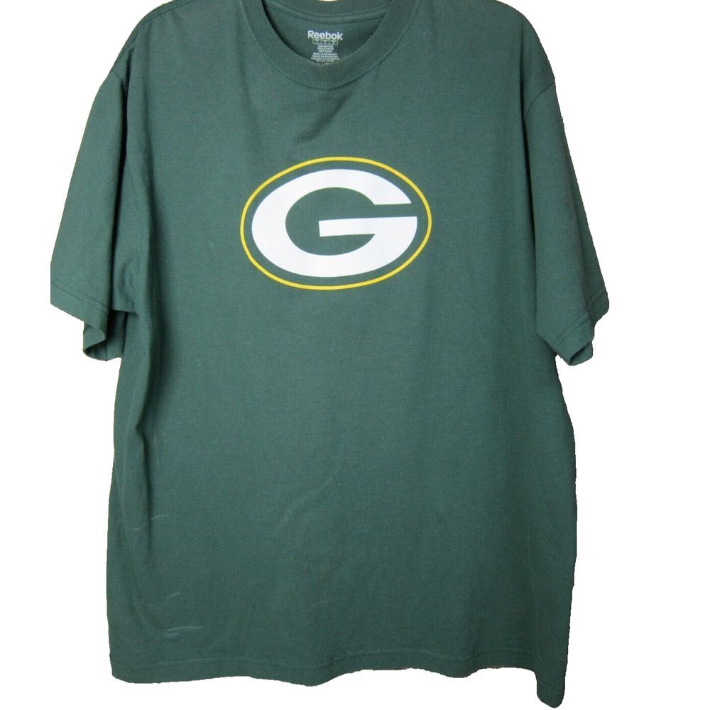Vintage Reebok Green Bay Packers T-Shirt ~ Men's Large  Short Sleeve 100% Cotton